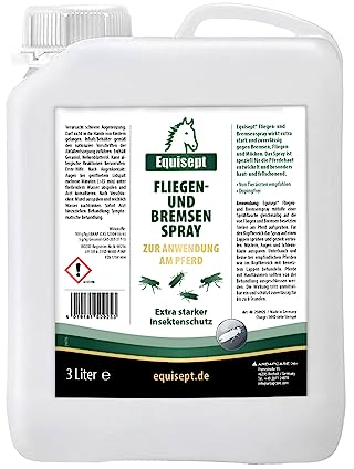 Equisept Fliegenspray Pferd & Bremsenspray für Pferde 3 Liter Nachfüll-Kanister - Mückenspray Pferd, Insektenspray zur Anwendung am Pferd - Von Tierärzten empfohlen - Dopingfrei