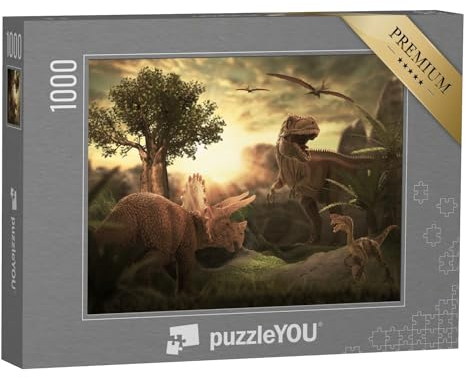 puzzleYOU: Puzzle 1000 Teile „Tyrannosaurus Rex auf Beutejagd“ – aus der Puzzle-Kollektion Dinosaurier