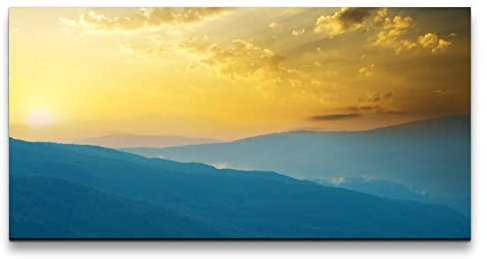 Paul Sinus Leinwandbild 120x60cm Berge Sonnenuntergang Natur Still Friedlich Himmel