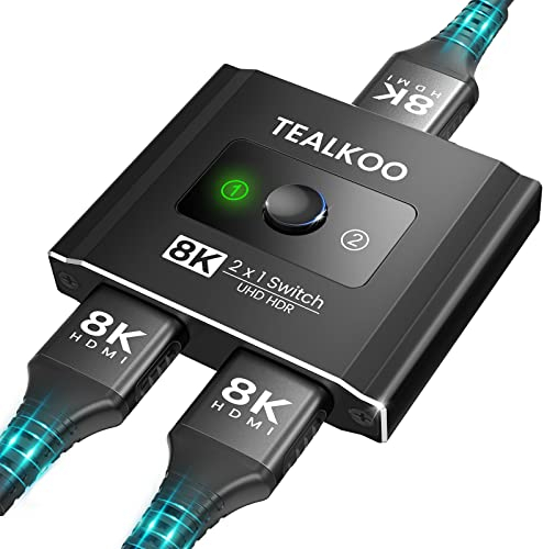 HDMI 2.1 Switch, 8K HDMI Splitter 4k 120hz UHD High Speed 48Gbps HDMI Switcher Bidirektionaler 2 In 1 Out oder 1 In 2 Out, HDMI Verteiler Unterstützt HDCP 2.2 3D HDR für Fire TV Stick UHD TV PS5 Xbox