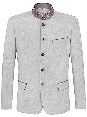 Bergfeuer Tizian Giacca per Costume Tradizionale Bavarese, Grigio Chiaro, 58 Uomo