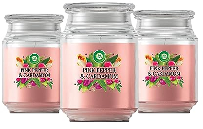 3 Air Wick Große Duftkerzen im Glas Rosa Pfeffer Kardamom je 480g Aromatisch