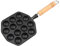 QOTSTEOS Takoyaki-Pfanne, Backwerkzeug, leicht zu reinigen, 14 Löcher, Pfannkuchen, Takoyaki-Pfanne, ohne Beschichtung, Gusseisen, schwarz, 19 x 18 x 17 x 2,5 cm
