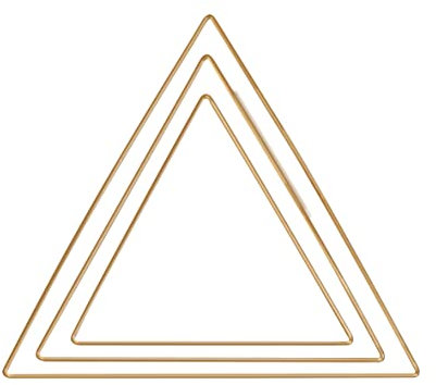 Rayher Metallformen Dreieck, gold, sortiert, Box 3 Stück, je 1x 20 cm, 25 cm, 30 cm, Metallringe, Drahtformen zum Basteln, für Wickeltechnik, Floristik, Makramee Ring, 25221616