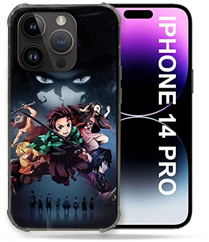 Cokitec Schutzhülle für iPhone 14 Pro (6.1), Manga Demon Slayer, Schwarz