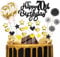 70th Birthday Cake Topper Black Gold Glitter Happy 70th Birthday Cake Topper Kit 70th Birthday Cake Toppers for Men Women 25pcs Birthday Cupcake Toppers for Seventy Birthday Anniversary Party Decor