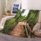 Kuscheldecke Warm Winter, Fleecedecke Outdoor Warm Flanell Braun Grün Wald Holzbrücke Flanelldecke Blanket 160x200CM Wohndecke Sofa Bett