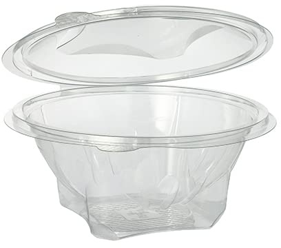 300 Feinkostbecher und Salatschalen To Go, mit Klappdeckel, R-PET, rund, 750 ml, glasklar