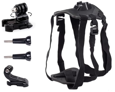 Hundegeschirrhalterung für Gopro, weiche und verstellbare Hundeweste mit 360-Grad-Mouting-Basis und J-Haken-Schnallenhalterung, für kleine, mittelgroße und große Hunde