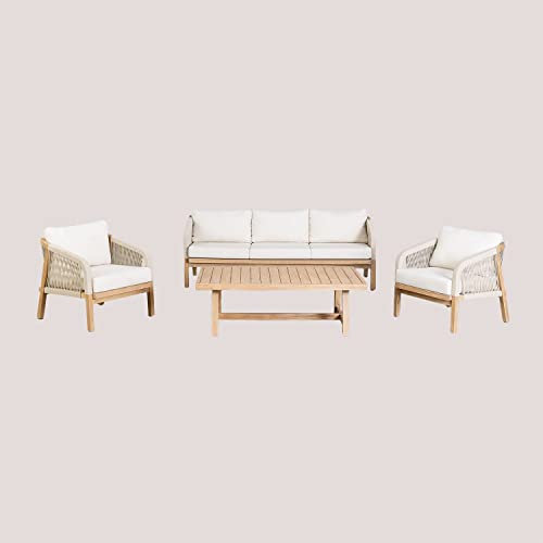 SKLUM Outdoor-Set mit 3-Sitzer-Sofa Dubai Akazie Braun