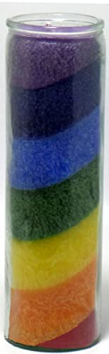Asmondia Kerze im großen Glas - Regenbogen - ohne Duft - Regenbogen Glaskerze - Höhe ca. 20,5 cm