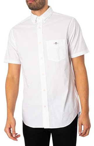 GANT Mens Fit Classic Poplin Short Sleeve Shirt White XXL