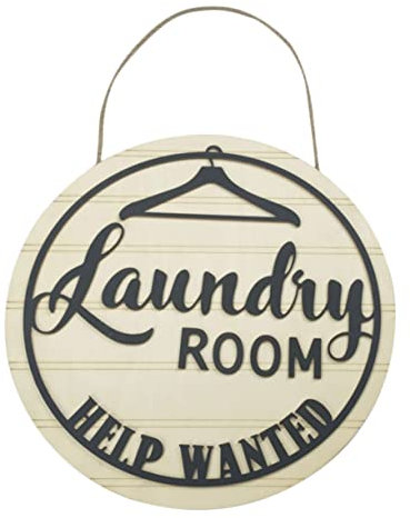 MERRYHAPY Plaque Bois Suspendue Pour Blanchisserie Décoration Porte Lave-linge Signe De Nettoyage Sec Style Européen Pour Boutique Sèche-linge