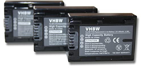 vhbw 3X Batterie Compatible avec Sony HDR-CX105E, FDR-AXP33, HDR-CX100E caméra vidéo caméscope (600mAh, 7,2V, Li-ION) avec Puce d'information