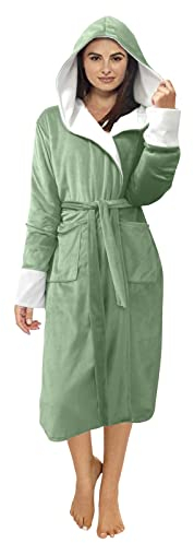 Fulidngzg Bademantel Damen Lang Frottier Baumwolle Bademantel Bathrobe Große Größen Waffelpique Morgenmantel Frotteekleid Frottee Leicht Sauna Saunakilt Kuscheliger mit Kapuze Weicher Saunamantel