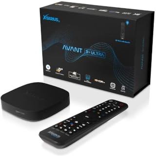 Xsarius Avant 3+ Ultra Black 4K Android 11 TV Box, Gigabit LAN, Bluetooth 5.2, WLAN WiFi 6, 2in1 Bluetooth Fernbedienung, LIVETV App, H.265, HDR10+, 4GB, 32GB, SD-Karten-Slot + HM-SAT HDMI Kabel