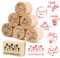 7pcs Wooden Rubber Stamps Pattern Thank You Handmade Round Wooden Printing Stamp for Scrapbook Card DIY Crafts Gift Wrapping Modeling Clay Card Making
