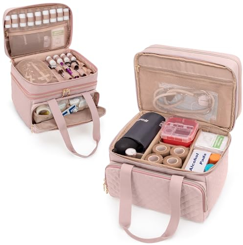 YARWO Kit de Primeros Auxilios, Maletín Médico, Bolsa Enfermera Compacto y Portátil, Botiquin Viaje Casa para Kit de Emergencia, Ideal para Camping, Viajes y Senderismo, Rosa
