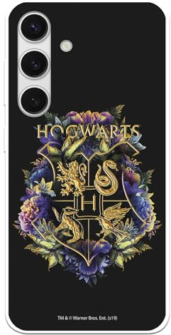Schutzhülle kompatibel mit Samsung Galaxy S24, offizielle Harry Potter Hogwarts Floral zum Schutz Ihres Handys, transparente Silikonhülle, flexibel, offiziell lizenziert von Harry Potter