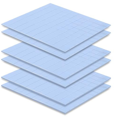 VooGenzek 600 Pezzi 10 x 10 mm Pad Termico in Silicone Spessore 0.5/1/1.5 mm con Conducibilità Termica 6.0 W/mk, Pad in Silicone Termico Conduttivo Riutilizzabile, per CPU GPU Dissipatore di Calore