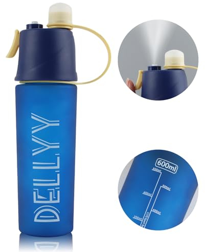 dellyy Wasserflasche mit spray, Sprüh Trinkflasche, Sport Wasserflasche, Trinkflasche, Bottle Water, Sportflasche, für Jungen und Mädchen zum Rehydrieren, Abkühlen, Reiten, Klettern, Wandern(Blau)