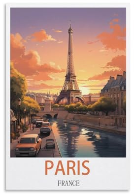 EWPLOREWASP Paris Frankreich Vintage Reiseposter Leinwand Kunst Poster Geschenk Wanddekoration Malerei Poster Dekorative Poster