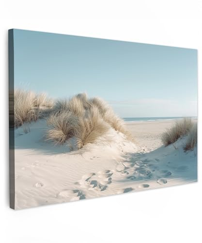 MuchoWow© Bild auf Leinwand Groß 120x80 cm XXL Schlafzimmer Bilder Badezimmer Wand Deko Wohnzimmer Modern Wanddeko Bilderwand Geschenk Dünen - Pflanzen - Sommer - Natur