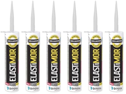DITOSA CALIDAD E INNOVACION - ELASTIMOR Mortero Sellador, Cemento Express, Impermeable, para encintados, llagueados, sellados, rejunteados, reparaciones, Tubo 310 ml x6
