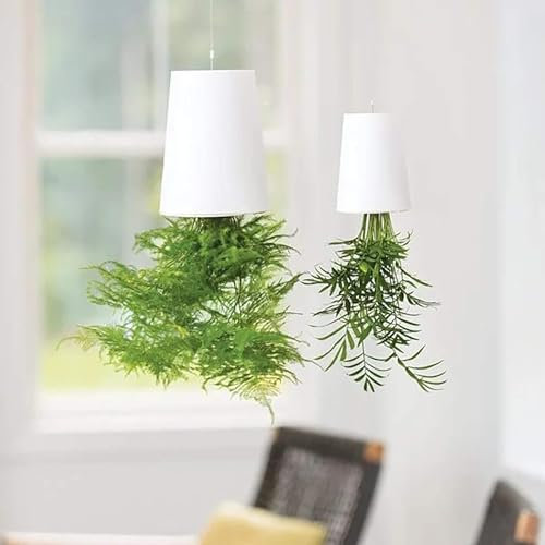 BLOSSOMLIFE Hanging Planters for Indoor Outdoor Plants Upside Down Hanging Flower Plant Pot, Hanging Plant Basket with Chain for Garden Home (White)