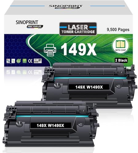 SINOPRINT 2er-Pack 149A 149X Toner Mit Chip Kompatibel mit HP 149A W1490A W1490X 149X Toner Schwarz für Laser Pro MFP 4102dw 4102fdn 4102fdw 4101fdw 4101fdn 4002dw 4002dn(2 Schwarz)