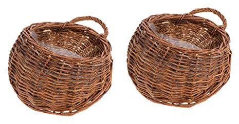 LABRIMP 2Pièces Rotin pour Fleurs Panier Décoratif Mural pour Décoration Intérieure et Extérieure Rangement Pratique pour Fleurs