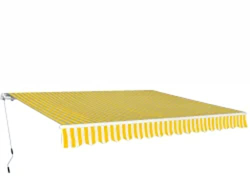 Brokky Tenda da Sole Pieghevole Manuale 600 cm Gialla/Bianca-Tenda da Sole per Esterno,Tenda da Sole,Tettuccio Resistente al Sole e Impermeabile