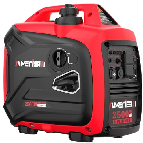 AMERISUN AM5020C - Generador inversor portátil de 2500 W con sensor CO y tecnología silenciosa para camping, portón trasero