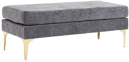 HOMCOM Panca Fondo Letto a 2 Strati, Panca Camera da Letto in Tessuto Effetto Velluto e Acciaio, 121x50.5x46.5 cm, Grigio Scuro e Oro