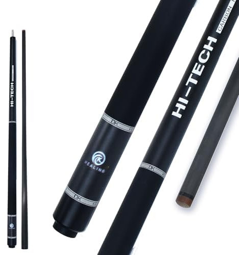 OKHEALING Taco de billar de fibra de carbono eléctrica, cabeza de corteza negra, punta de madera T 700, 18-20 oz, con funda, negro