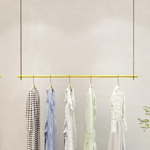 Kleiderstange Garderobenhalter Decken-Kleiderstange für die Montage an der Decke Für Flur, Garderobe, Schlafzimmer, Kleiderständer Hängegarderobe höhenverstellbar Deckenmontage Kleiderbügel(Gold,60CM/