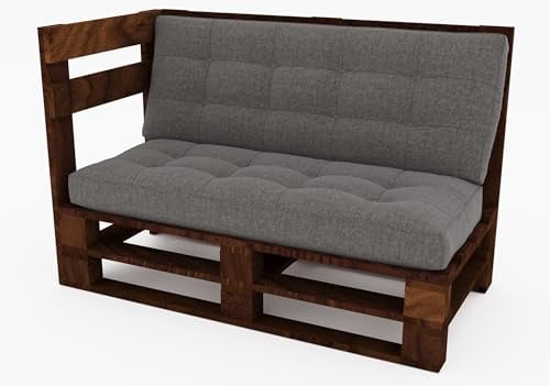 Lermowood Palettenmöbel Mpe Eckbank 120 x 80 cm Palisander | Europaletten Indoor und Outdoor Lounge Gartenmöbel Holz Gartenmöbel Set Lounge Möbel Terrasse Balkon Loft Stil Paletten