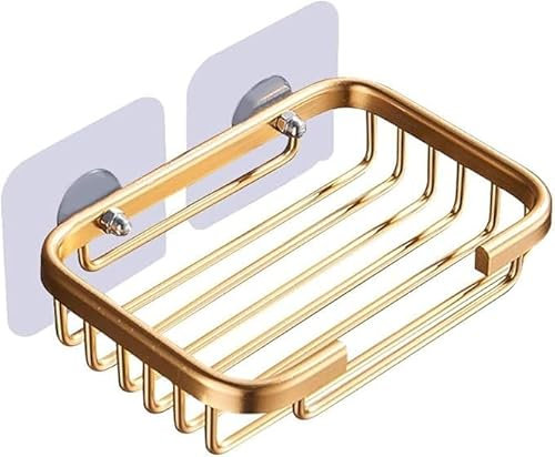 Gold Soap Dishes for Shower Creative Hanging Drain Rack,Soap Holder Soap Dish Storage Rack,Self Adhesive Soap Dish Holder,Damage Free Hanging Bathroom Drill Free Soap Dishes Bathroom Accessories