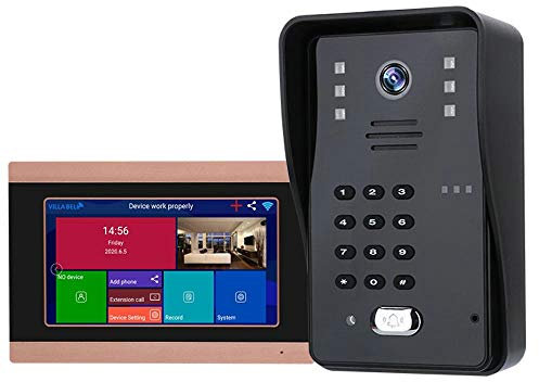 IUBGFTO Videocitofono Senza Fili WiFi Campanello 8 Appartamenti Kit citofono Sistema telecamere Esterne sblocco Telefono Registrazione Monitor