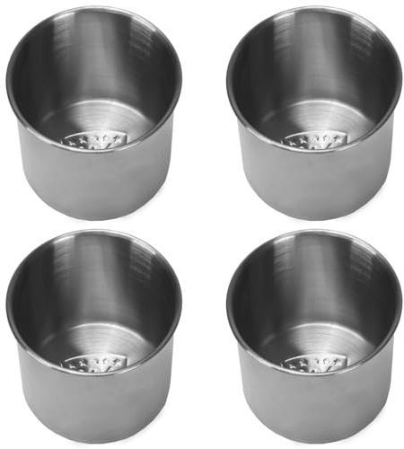 KINDPMA 4 Stück Einbau Getränkehalter Edelstahl, Marine Boat Cup Holder 250ML Becherhalter Getränkehalterung für Auto Sofa Boat LKW Pokertisch Wohnmobil