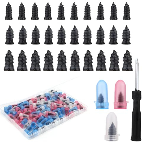 Sinbana 85pz Kit Riparazione Tappi a Vite per Pneumatici, 3 Misure Viti Riparazione Pneumatici con Custodia Protettiva in 3 Colori e 1 Cacciavite Accessori Pratici per Moto Auto Camion Trattore
