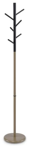 Kleiderständer ENRICO mit 6 Haken, Champagne/SchwarzStandgarderobe mit 6 Haken aus Metall und Kiefernholz Grau Natur – stabile Standgarderobe aus Metall und massivem Kiefernholz, platzsparendes Design