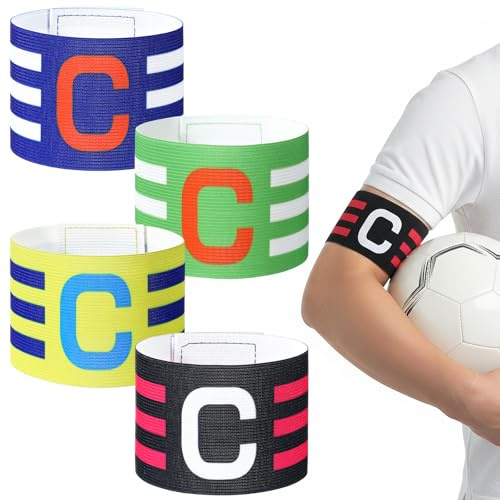 Mabor 4 st fotboll kapten armband, kapten armband för fotboll, armband fotboll för vuxna ungdom rugby basket baseball volleyboll lag, färgad