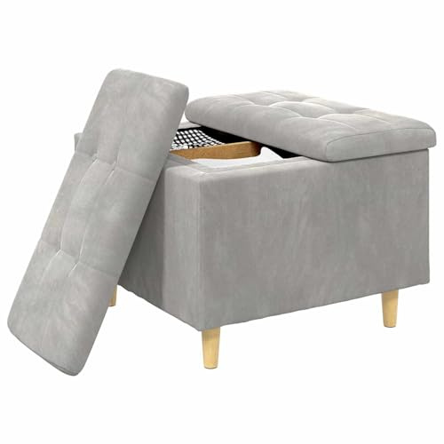 vidaXL Ottoman mit Stauraum Hellgrau 60 x 60 x 45 cm Samt