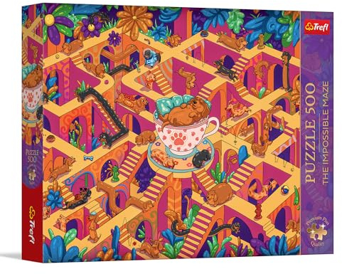Trefl - Puzzle 500 Teile, The Impossible Maze: Die fröhlichen Dackel,