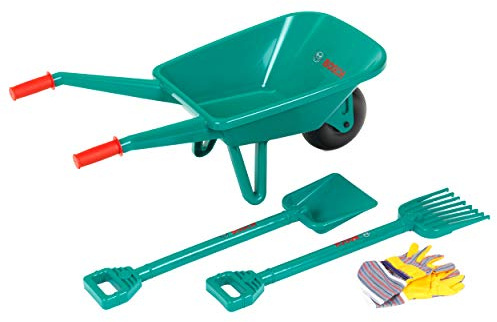 Theo Klein 2660 Set de jardinería con Carretilla Bosch I con Pala, rastrillo y Guantes de Trabajo I Juguete para niños a Partir de 3 años