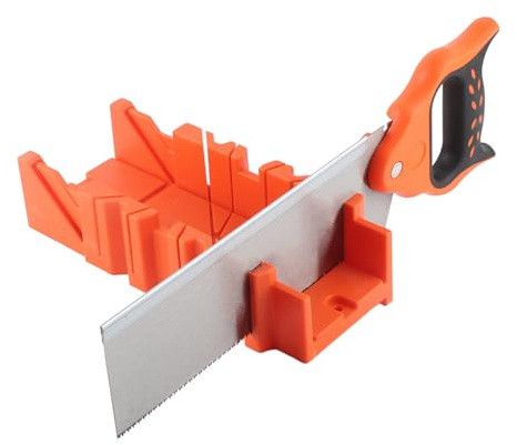Eminchu 12 Inch Clamping Mitre Box with 14 Inch Back Saw, Multiple Angle Cutting, SK5 Alloy Steel Vane/Wing Ergonomic Design for Woodworking