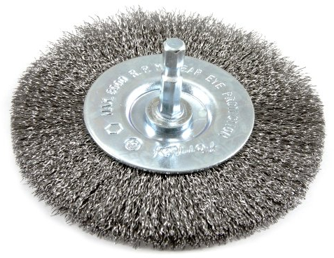 Forney 72740 cepillo de rueda de alambre, fino ondulado con 1/4-inch Vástago Hexagonal, 4-inch-by-.008-inch