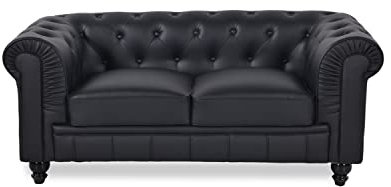 INTENSE DECO Canapé Chesterfield 2 Places Regency Noir