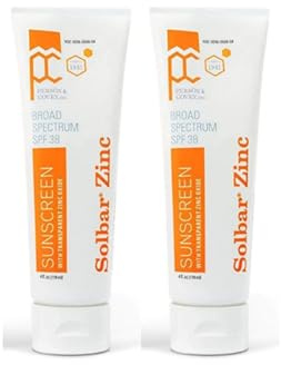Solbar Suncreen Zinc with Zinc Oxide Spf 38 Unscented Transparent Cream 4 oz Pack of 2 by Solbar